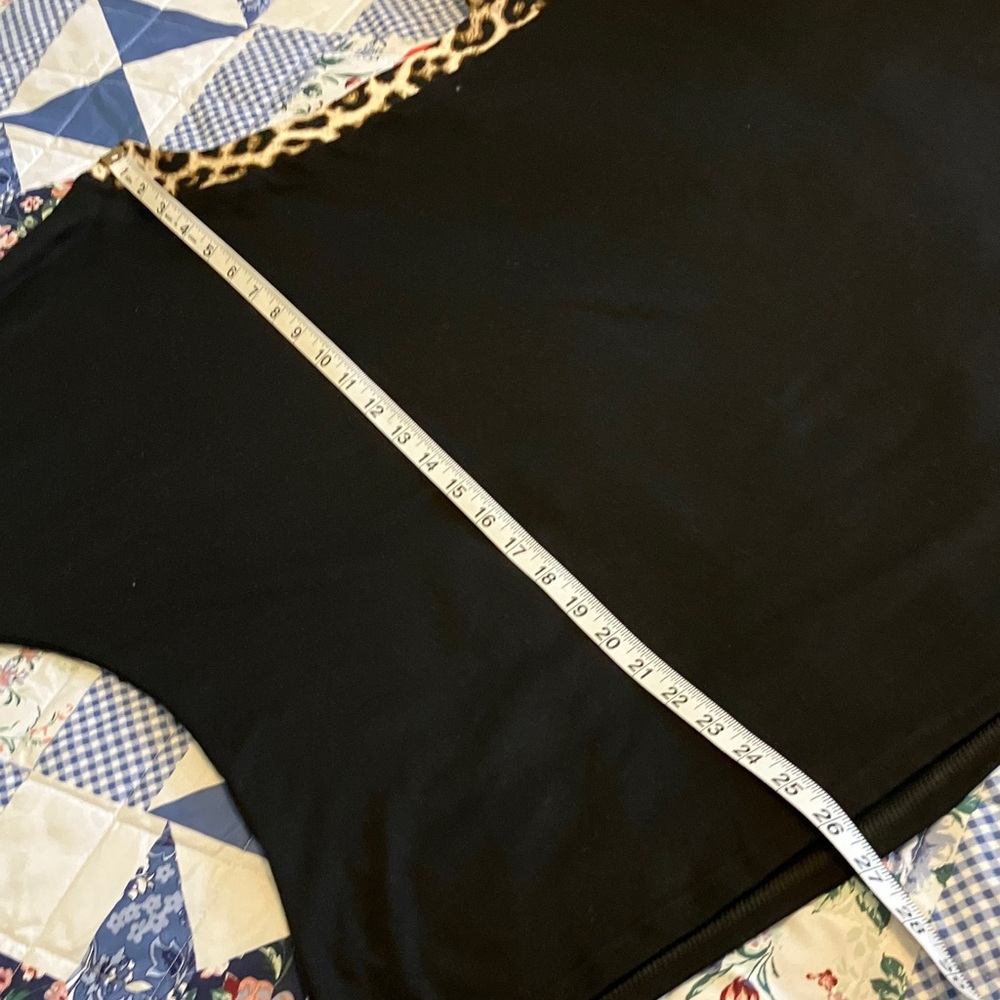 Black Off Shoulder Top with Leopard Print Sleeves - Picture 4 of 5